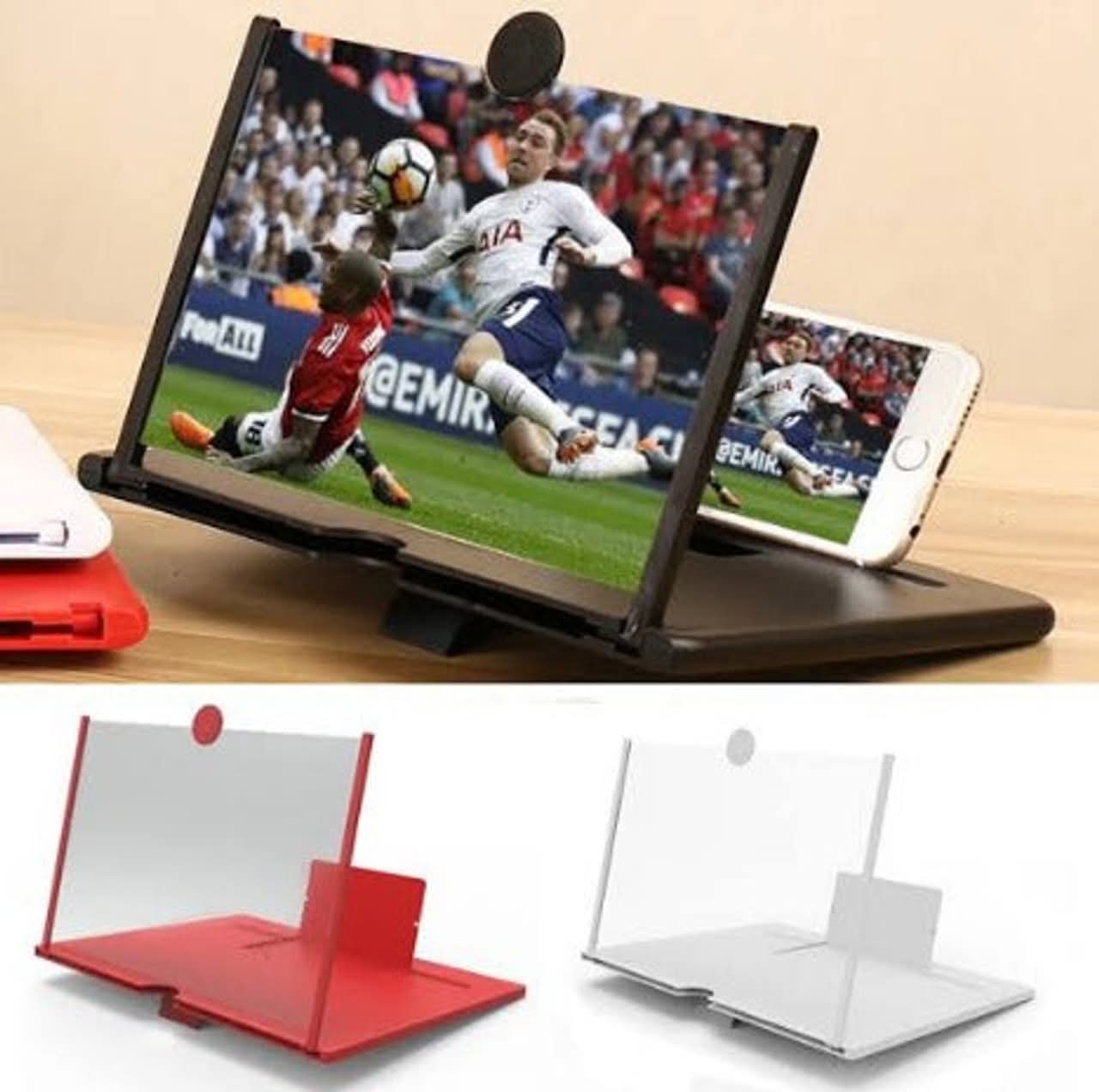 مكبر شاشة الهاتف الذكي، مكبر شاشة ثلاثي الأبعاد، حامل قابل للطي، شاشة كبيرة عالية الدقة مقاس 12 بوصة.