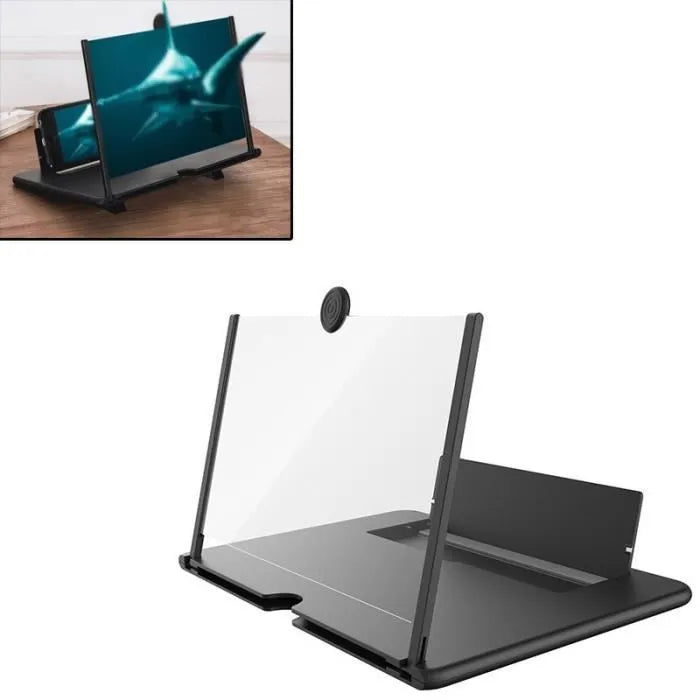 مكبر شاشة الهاتف الذكي، مكبر شاشة ثلاثي الأبعاد، حامل قابل للطي، شاشة كبيرة عالية الدقة مقاس 12 بوصة.